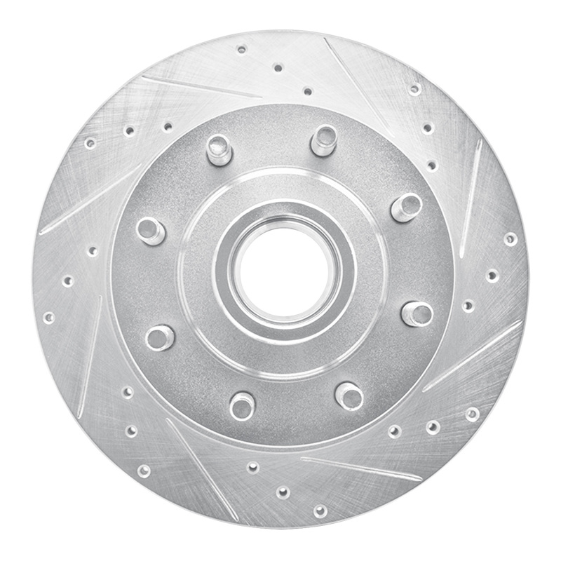 Ford E-250 Econoline Brake Rotor (1) - Front Right - R1 Concepts - Drilled & Slotted - Silver - `95-`07